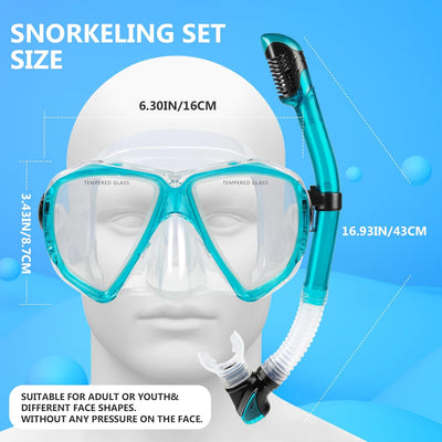 Taucherbrille für Erwachsene mit Anti-Nebel Schnorchelmaske, Schwimmmaske gehärtetem Glas und Nasena