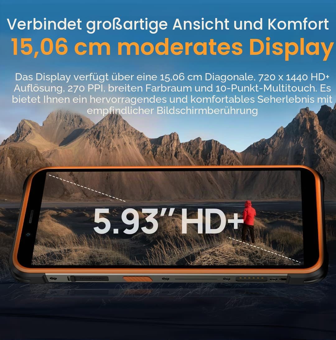 Ulefone Armor 16 PRO Android 12 Outdoor Handy Ohne Vertrag, 122Db Lautsprecher, 9600mAh Akku, Glare
