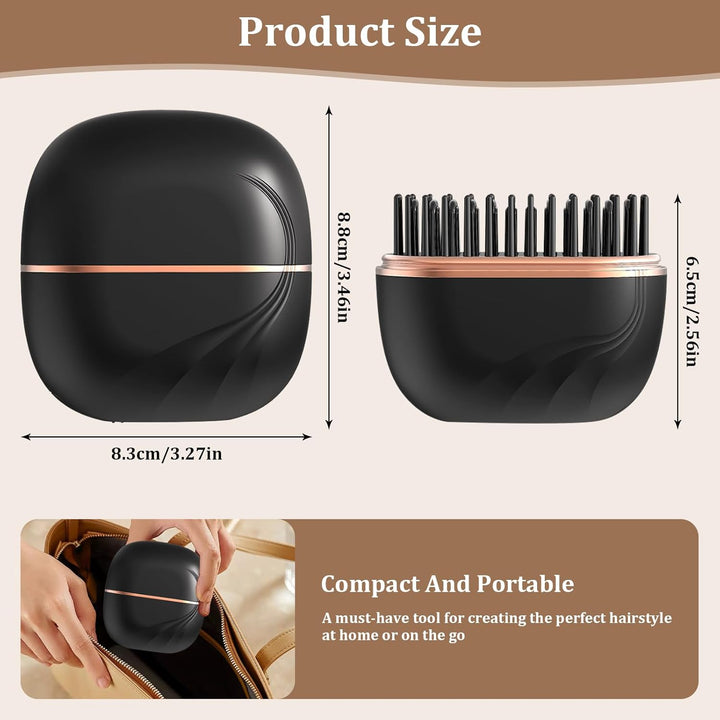 Mini Hair Straightener Brush,Tragbare Taschen-Glättbürste,2 in 1 Mini-Glätteisen Kabellos,Glättbürst
