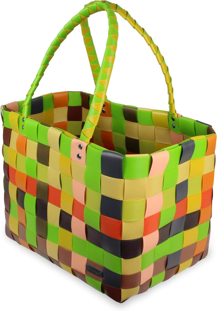 Einkaufskorb Shopper geflochten aus Kunststoff - robuster Strandkorb aus wasserabweisendem Material