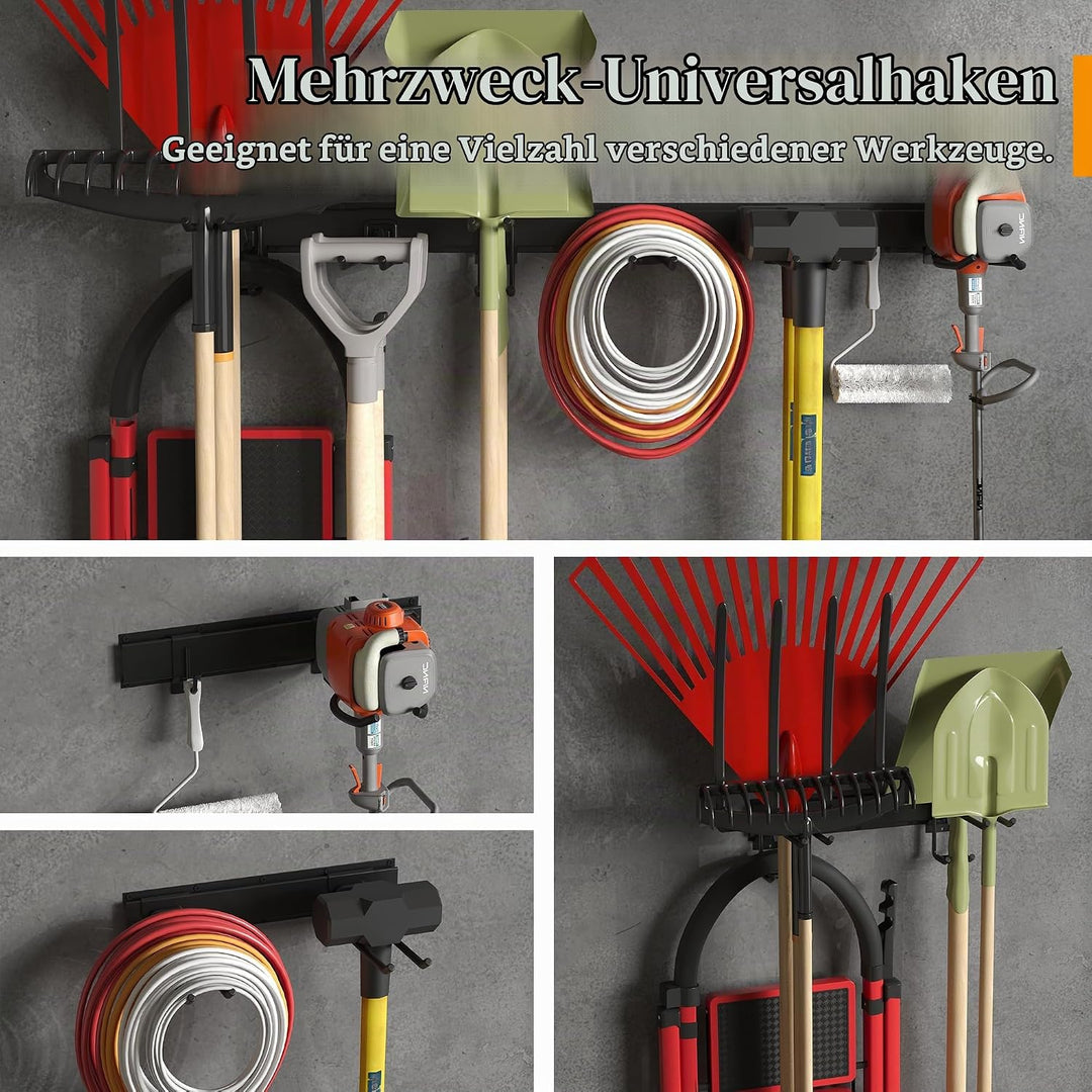 BONTEC Wandmontierter Werkzeughalter, 294kg Tragfähigkeit, 3 Rail Panels, Verstellbare Garage Wandre