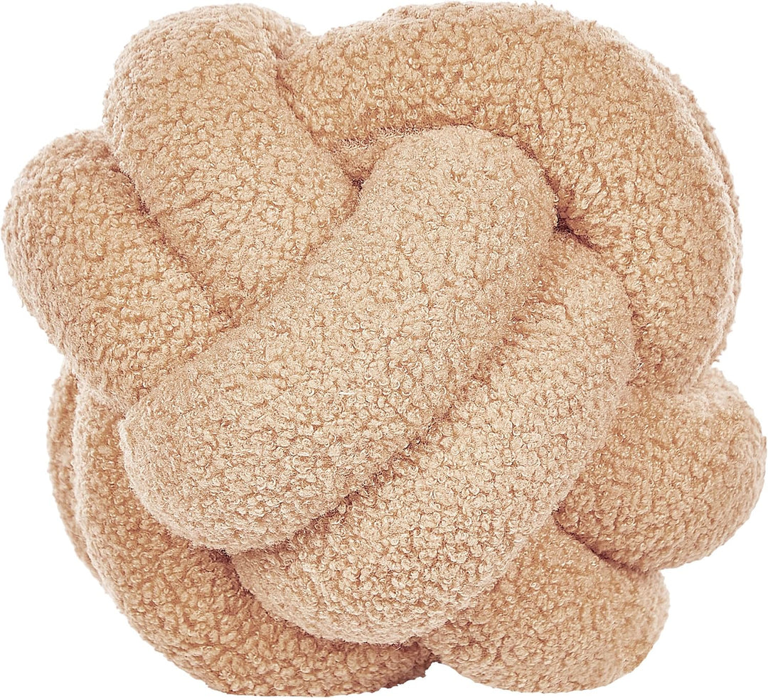Set aus 2 modernen Boucle Deko Knoten Kissen Beige 19 x 19 cm Malni