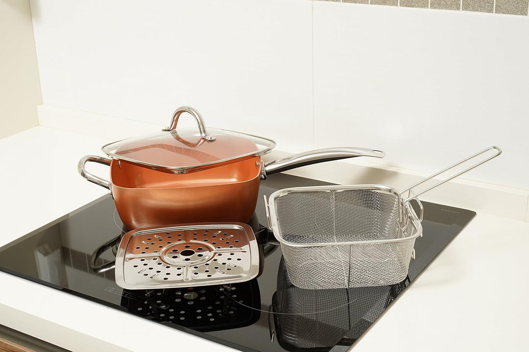 WEME Universale Kupferpfanne Todobizz, 24 x 9 x 24 cm, Antihaft-Keramikbeschichtung, Spülmaschinenfe