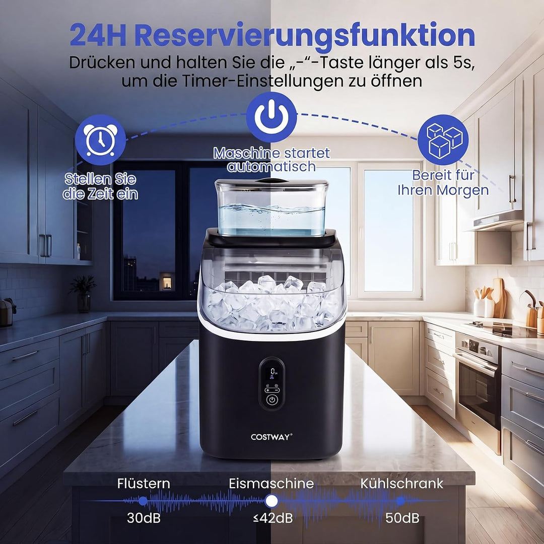 COSTWAY 1,5L Eiswürfelmaschine, Ice Maker 15kg in 24H | Eismaschine 16 Eiswürfel in 13min, Eiswürfel
