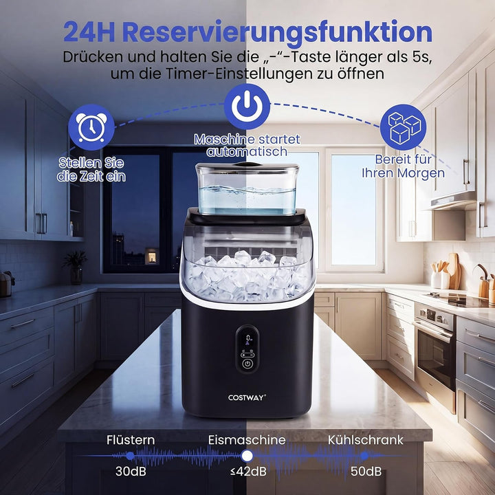 COSTWAY 1,5L Eiswürfelmaschine, Ice Maker 15kg in 24H | Eismaschine 16 Eiswürfel in 13min, Eiswürfel