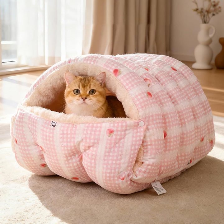 Katzenhöhle | Abnehmbar Und Waschbar Winter Schlafsack - Halb Umschlossenes Katzenbett | Für Indoor