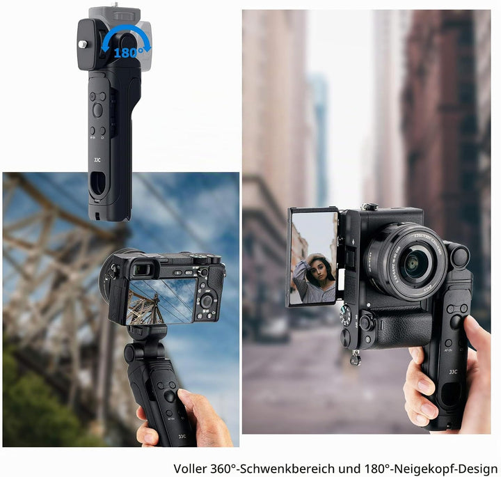 JJC Handgriff Stativ mit Bluetooth Fernbedienung für Sony ZV-E10 ZV-1 ZV-1F a1 a9 a9II A7C II, A7C R
