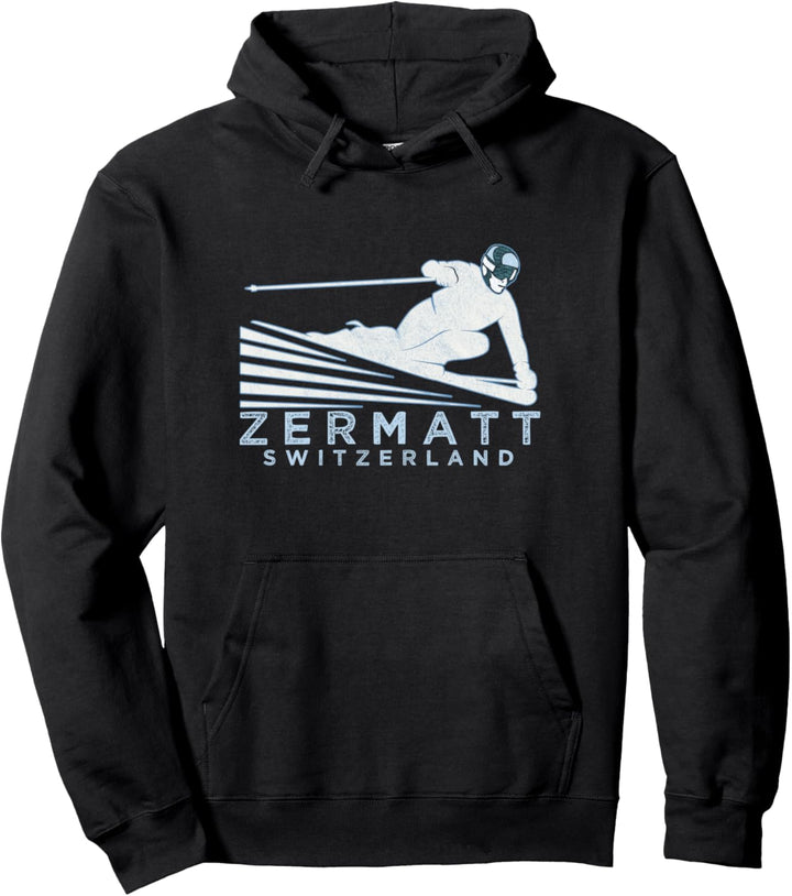 Retro Ski Zermatt, SUI-Abbildung - Vintage-Schneeski Pullover Hoodie