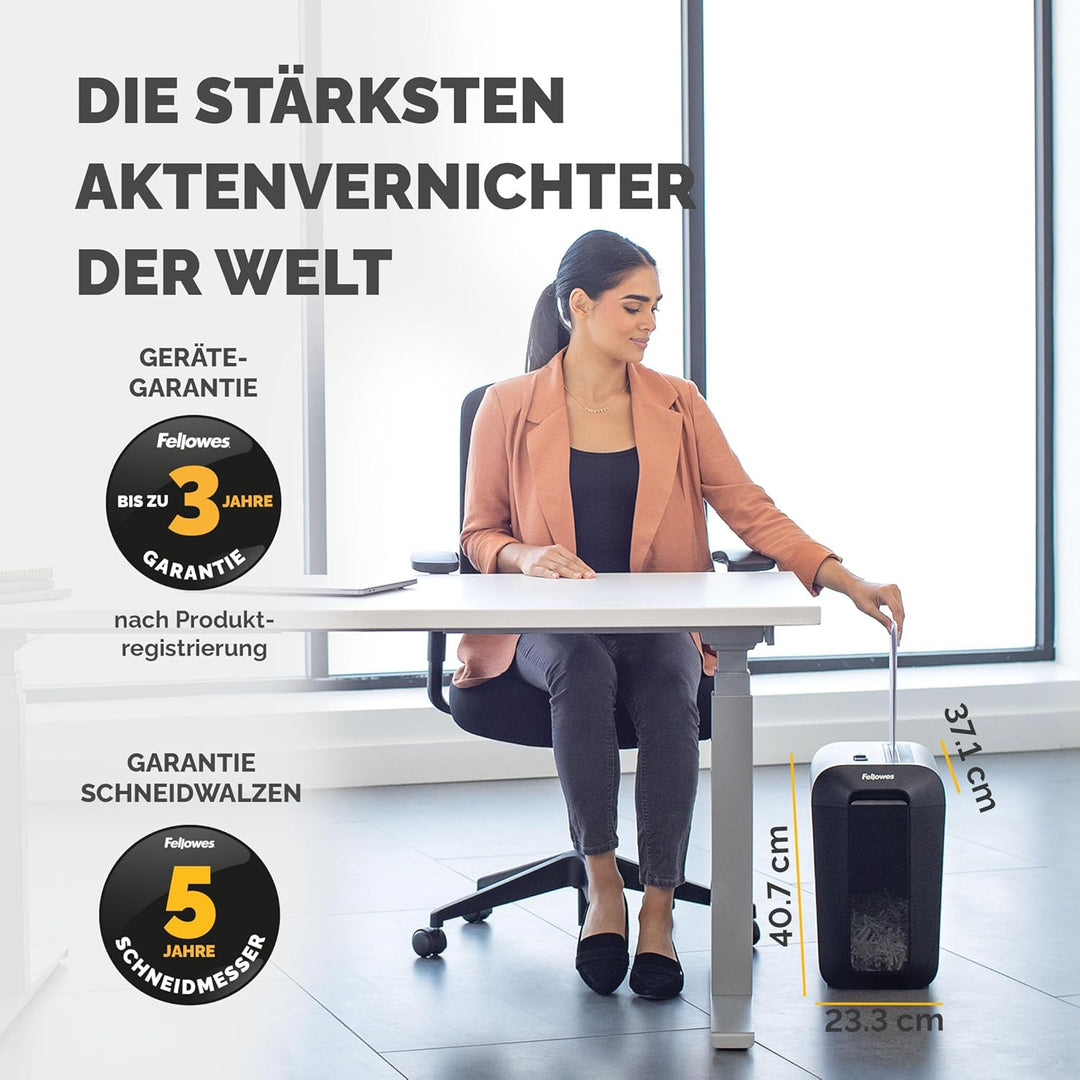 Fellowes Aktenvernichter 10 Blatt (P4), Papierschredder mit Partikelschnitt für Zuhause, Büro, Power