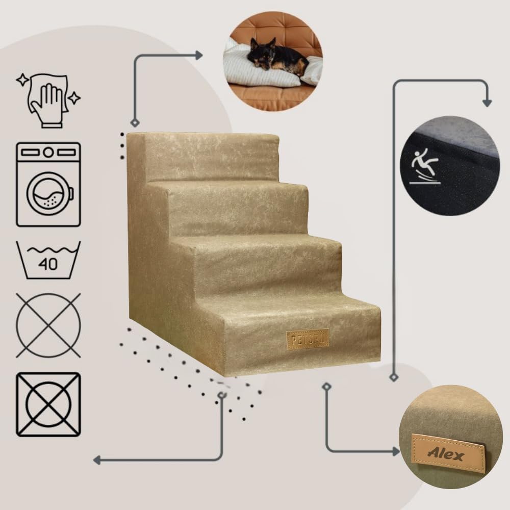 Sofatreppe für Hunde und Katzen – Hundetreppe für Bett & Sofa – 3- oder 4-stufig, rutschfest & wasch