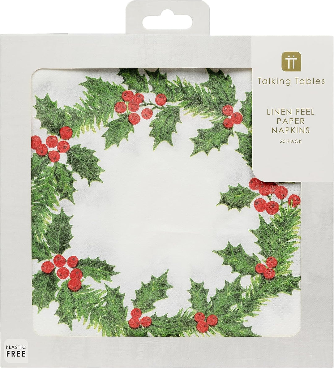 Talking Tables 20 XL Servietten Weihnachtspapier mit Stechpalmen-Design | Luxus-Einweg-Servietten |