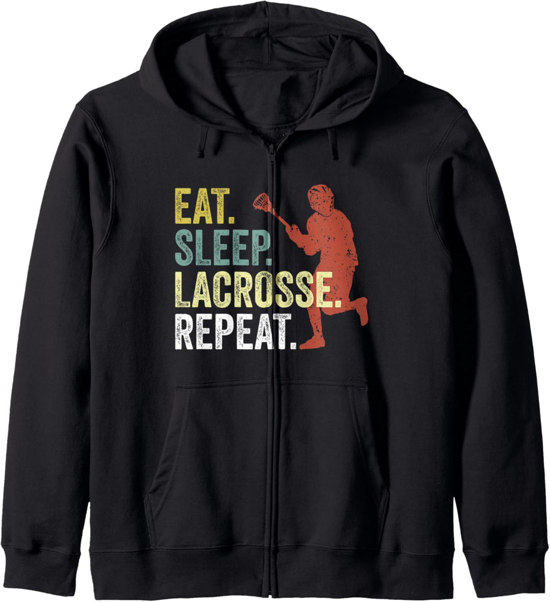 Eat Sleep Lacrosse Repeat Retro Lacrosse Sport Team Player Kapuzenjacke