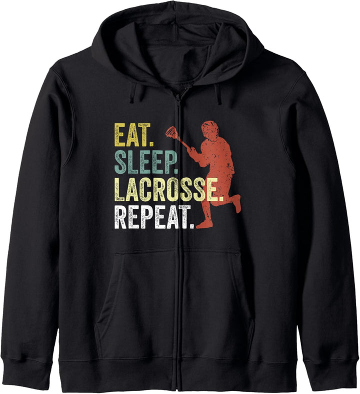 Eat Sleep Lacrosse Repeat Retro Lacrosse Sport Team Player Kapuzenjacke