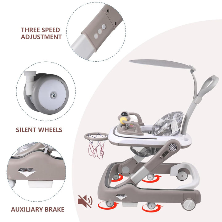 Lauflernhilfe für Babys mit Spielset und Bodenmatte, robust, faltbar, mit 5 verstellbaren Positionen