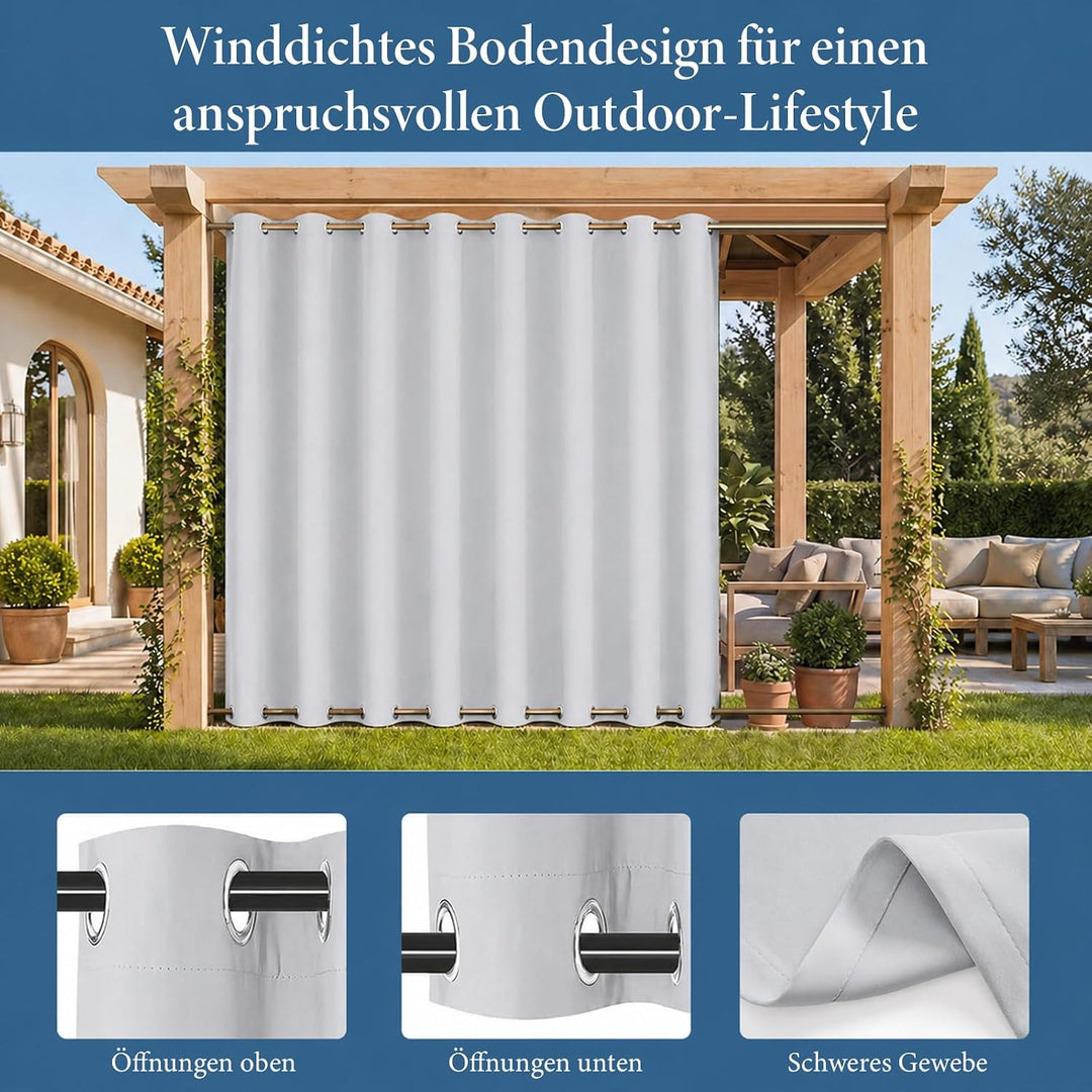 Rosnek Outdoor Vorhang Wetterfest Winddicht, Extra Breit Blickdicht Vorhänge mit Ösen Oben &amp; Unten,