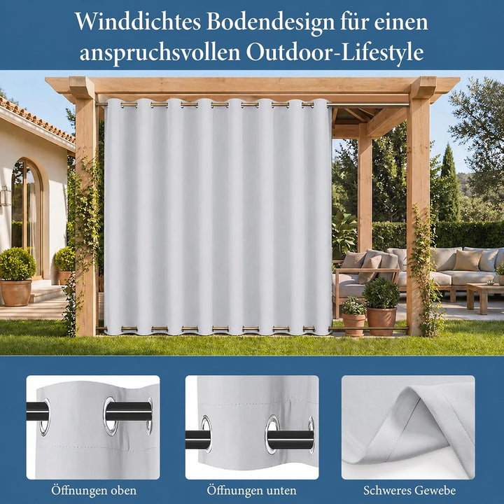 Rosnek Outdoor Vorhang Wetterfest Winddicht, Extra Breit Blickdicht Vorhänge mit Ösen Oben &amp; Unten,