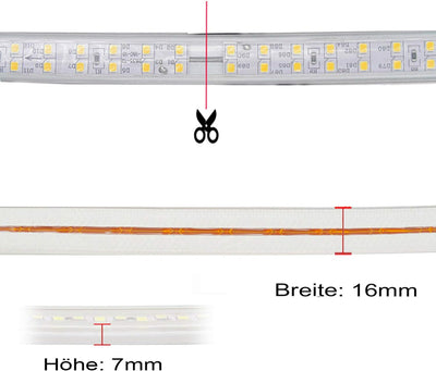 FOLGEMIR 15m LED Band mit Schalter – Warmweiss, 2835 SMD 180 Leds/m Streifen, 230V helle Beleuchtung