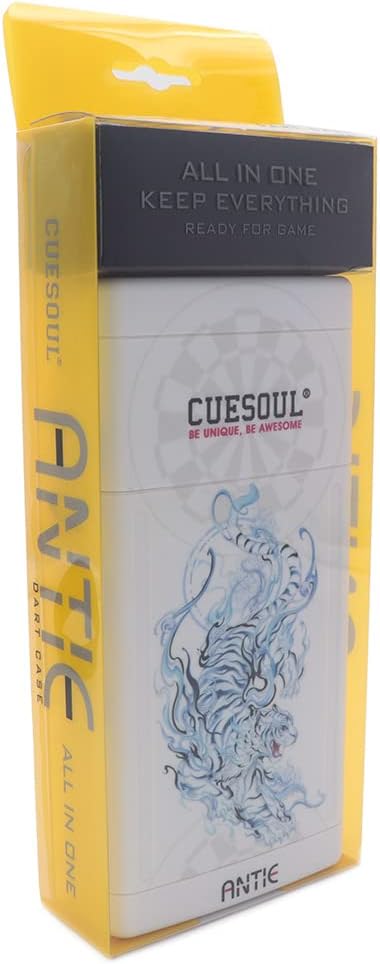 CUESOUL ANTIE Hard Dart Case, Hält 6 Steeldarts/Soft Tip Darts und zusätzliches Zubehör, mit Vier my
