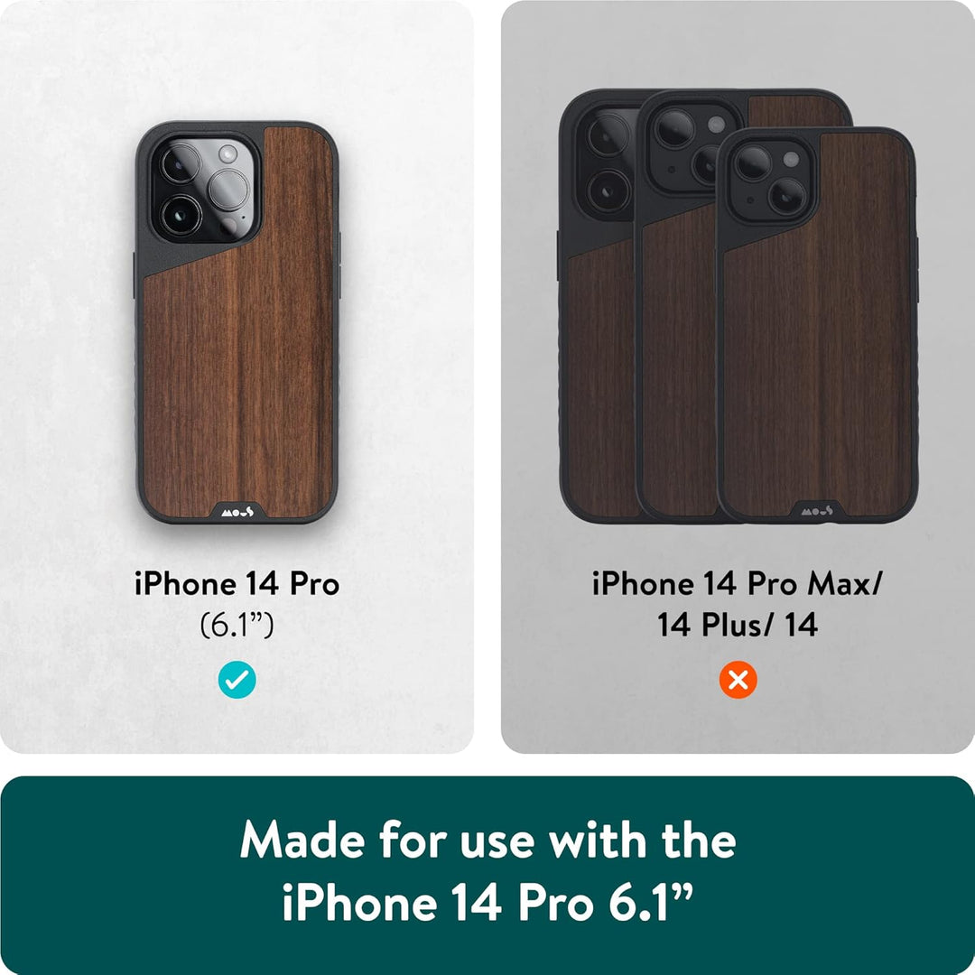 Mous - Hülle für iPhone 14 Pro - Walnuss - Limitless 5.0 - Handyhülle iPhone 14 Pro MagSafe-Kompatib