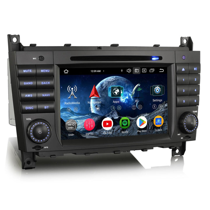 Erisin 7 Zoll 8-Kern 4GB+64GB Android 16 Autoradio mit CD Player für Mercedes C Klasse W203 CLC W203