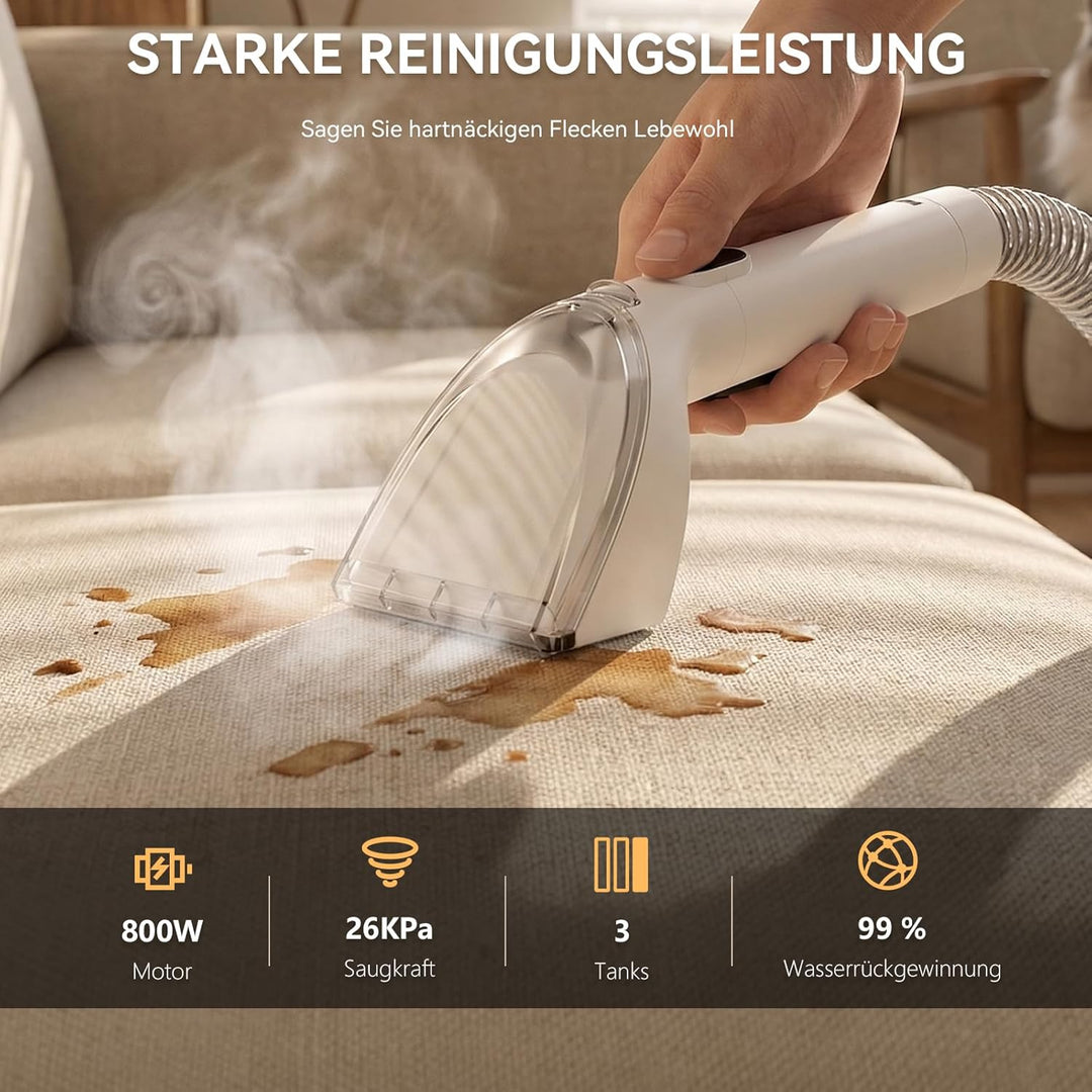 Redkey C2 Polsterreiniger Gerät, 26KPA 1800W Heissdampf Waschsauger Teppichreiniger, 4-in-1 Dampfrei