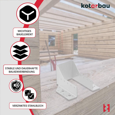 KOTARBAU® 10er Set Balkenschuh Typ A 80 mm Holzbalkenverbinder Balkenverbinder Verbinder für Baukons