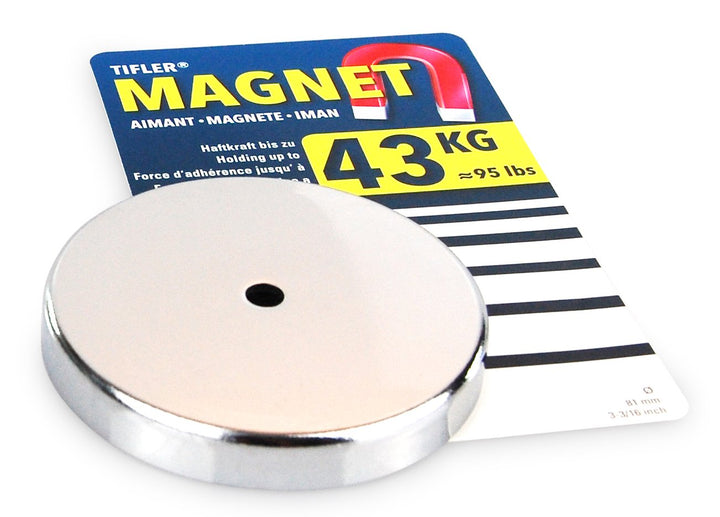 6 x Rundmagnet 81 x 10 mm bis 43 kg, Starker Magnet rund, verchromt