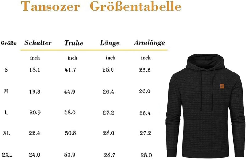 Tansozer Herren Hoodie Casual Sweatshirt Classic Kapuzenpullover mit Tasche S Dunkelgrau, S Dunkelgr