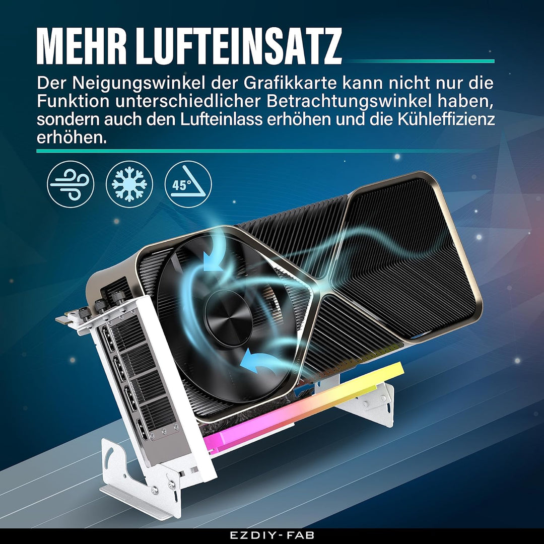 EZDIY-FAB PCIe 4.0 GPU Halterung mit ARGB LED-Modul,Multi-Winkel-Einstellung mit All Weissem Riser K