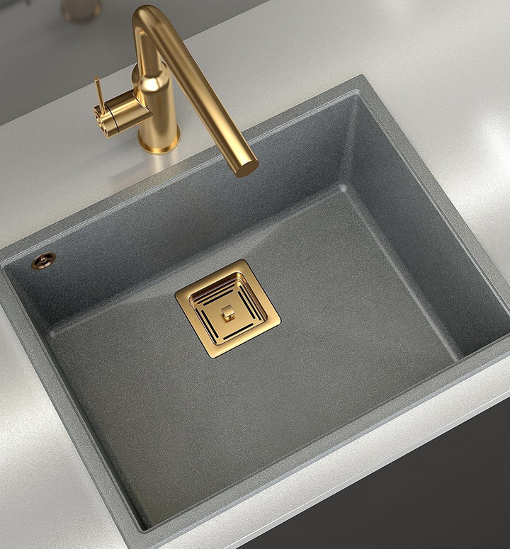 QUADRON | DAVID 50 | Granitspüle | Masse: 55 x 42 x 22,5 cm | 1-Kammer-Unterbauspüle | Schrankunterb