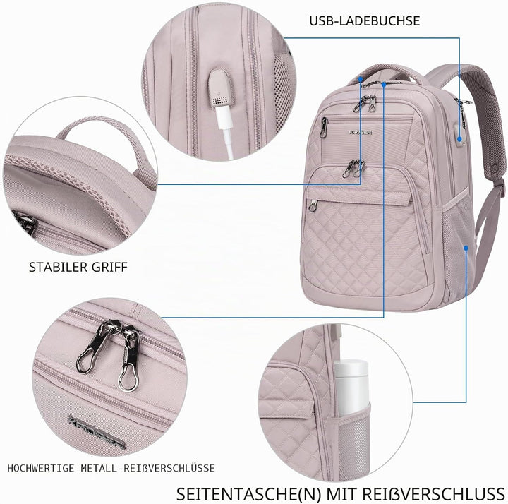 KROSER Laptop Rucksack 17,3'' Business Rucksack Schulrucksack Grosser Wasserdicht Taschen Reise Back