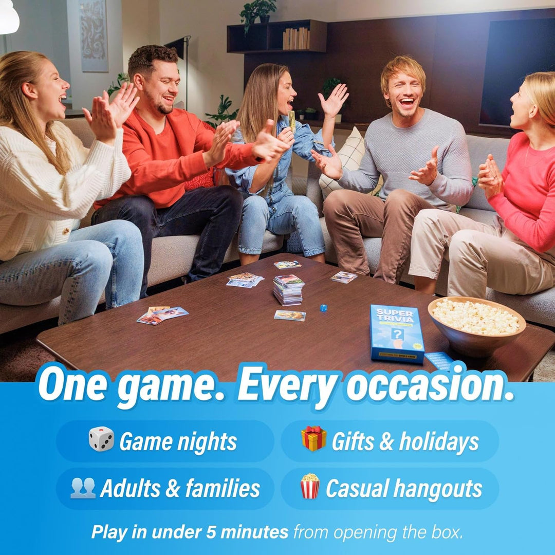 Super Trivia - English - Spiele für Erwachsene mit 1200 Fragen - Lustiges Brettspiel mit Quizkarten