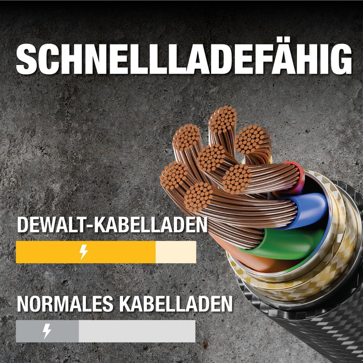 DEWALT Lightning-auf-USB-Kabel – verstärktes geflochtenes Kabel für Lightning – Ladekabel kompatibel