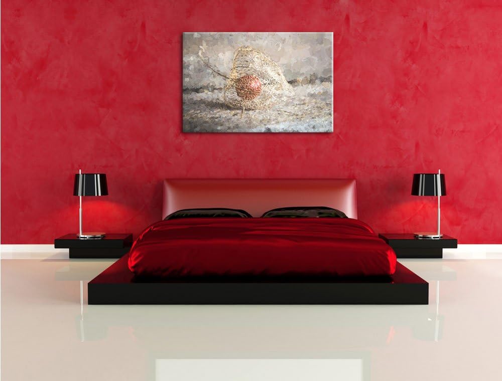 Physalis Malerei Effekt, Format: 100x70 auf Leinwand, XXL riesige Bilder fertig gerahmt mit Keilrahm