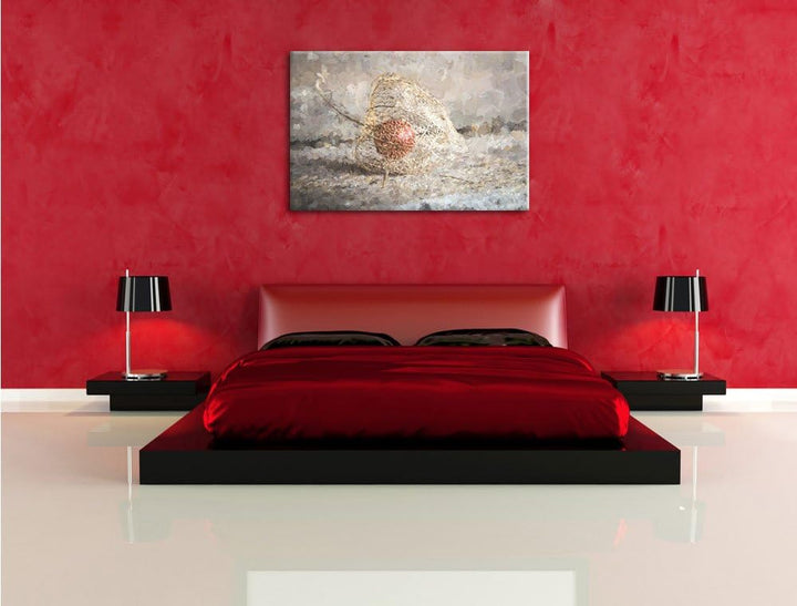 Physalis Malerei Effekt, Format: 100x70 auf Leinwand, XXL riesige Bilder fertig gerahmt mit Keilrahm