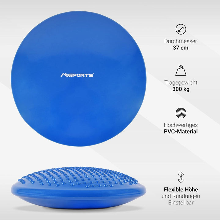 MSPORTS Ballsitzkissen inkl. Pumpe und Übungsposter | ca. 32 cm Durchmesser mit Noppenoberfläche - i
