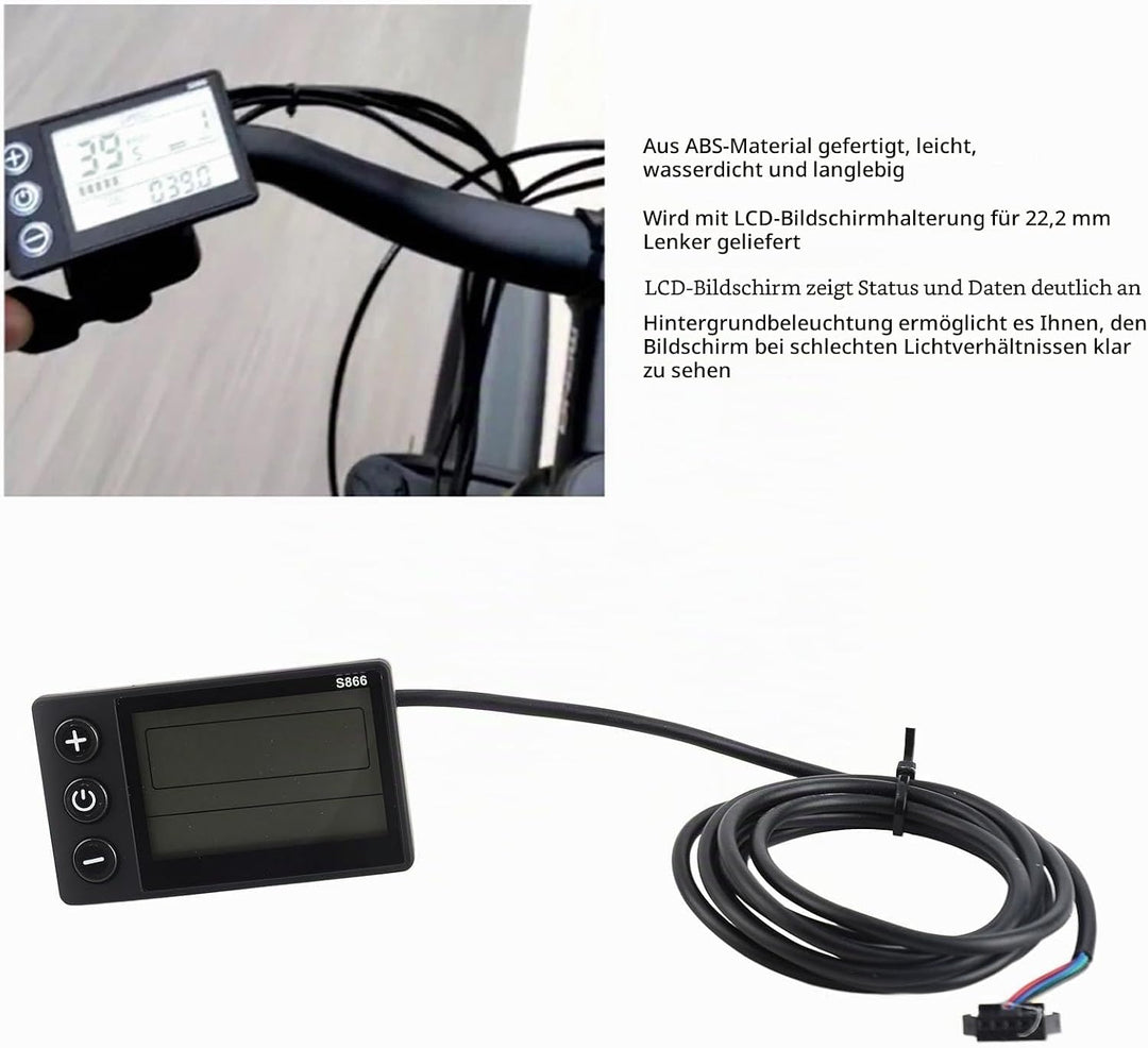 S866 Elektrofahrrad, LCD-Messgerät, 24 V, 36 V, 48 V, Display, Fahrradcomputer, Roller-Bedienfeld mi