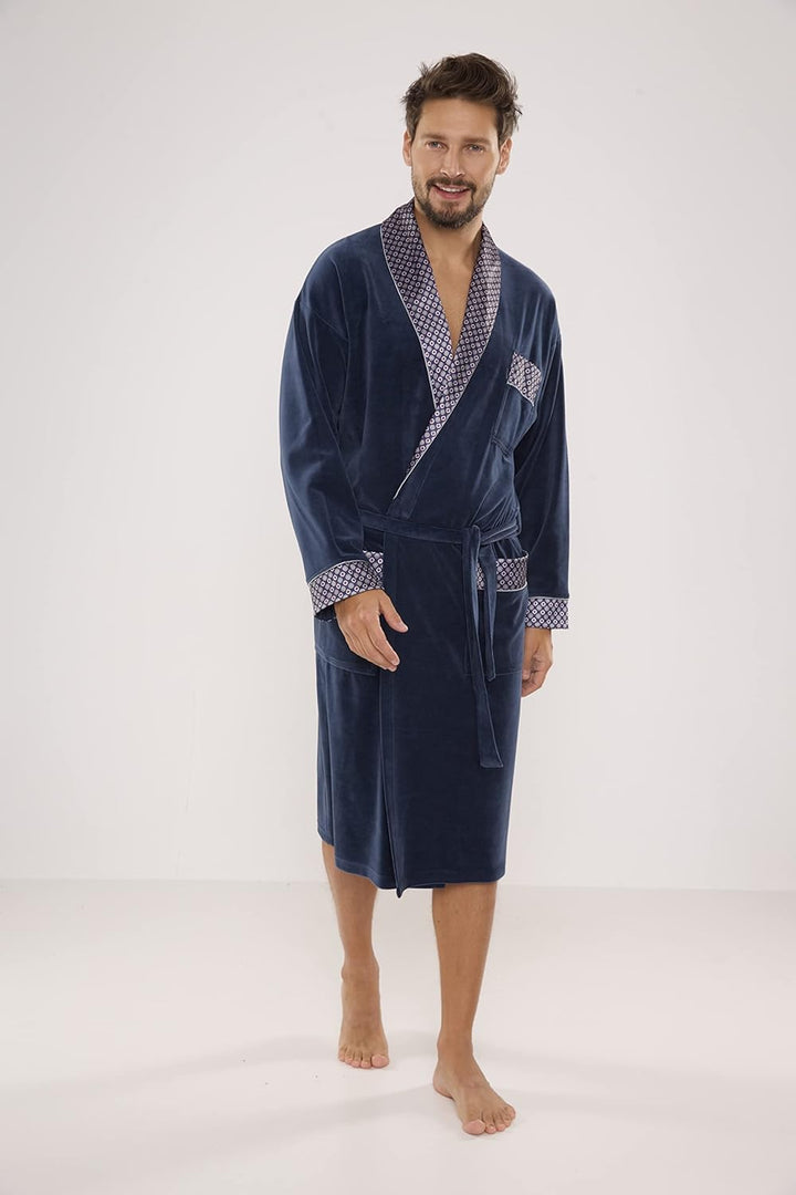 FOREX Lingerie edler und hochwertiger Baumwoll-Bademantel Herren-Mantel im tollen Design XXL Jeans,