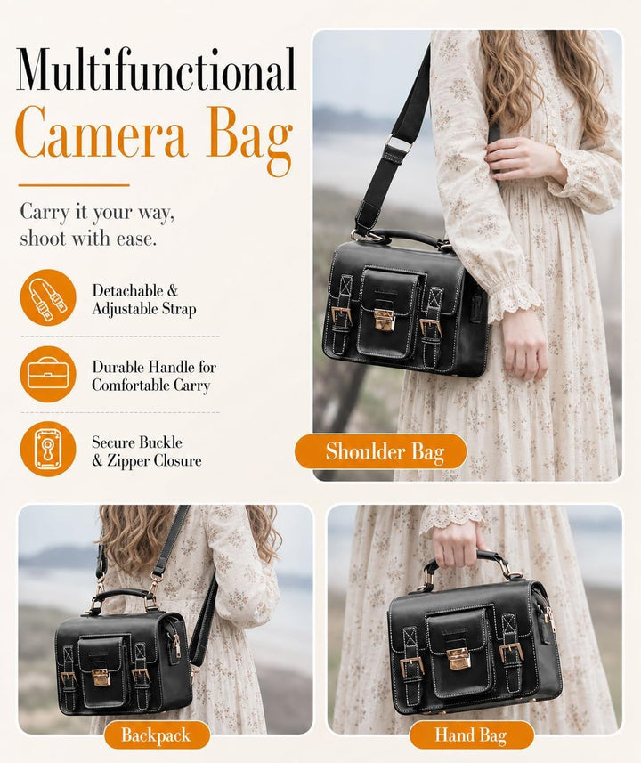 Cwatcun Kameratasche Kamera Umhängetasche Kompaktkamera Tasche Wasserdicht Retro Kompatibel für Cano