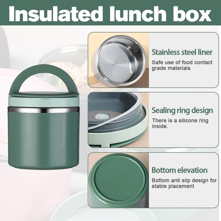 1 L Thermobehälter für Essen, Thermo Lunchbox Warmhalten Essen Edelstahl Speisebehälter Thermobehält