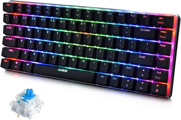 AK33 USB-Kabelgebundene Mechanische Gaming-Tastatur, 80 % Blaue Schalter Keyboard mit 19 RGB-Chroma-