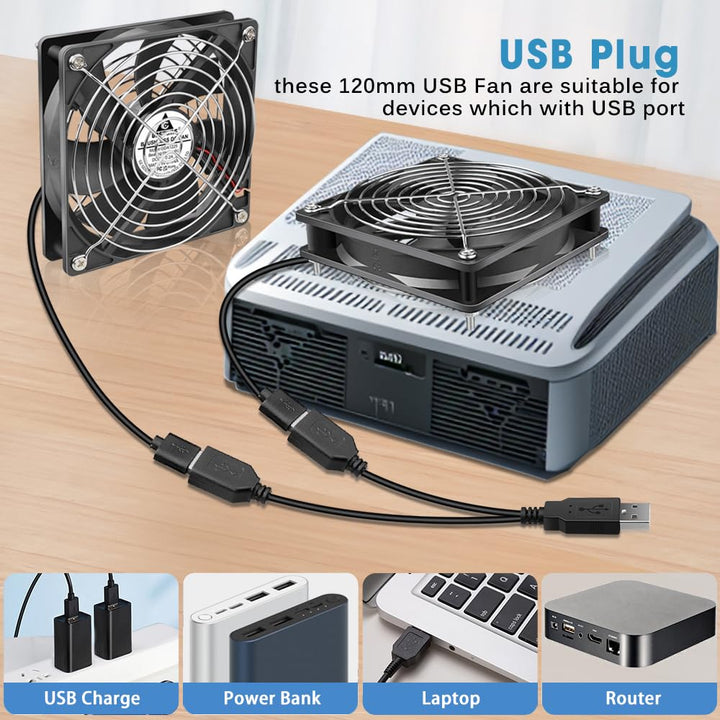 GDSTIME 120mm USB Lüfter 120 x 25mm Gehäuselüfter USB 120mm PC Lüfter 1500 U/min Bürstenloser Lüfter