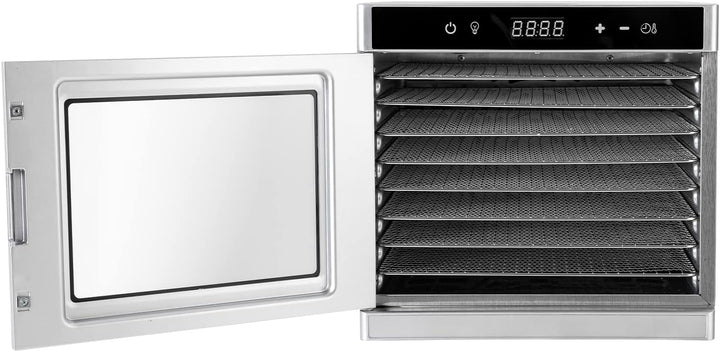 Dörrautomat Edelstahl Dörrgerät mit Timer, 8 Tabletts und Lebensmittelklammer Dörrapparat 700W 35-75