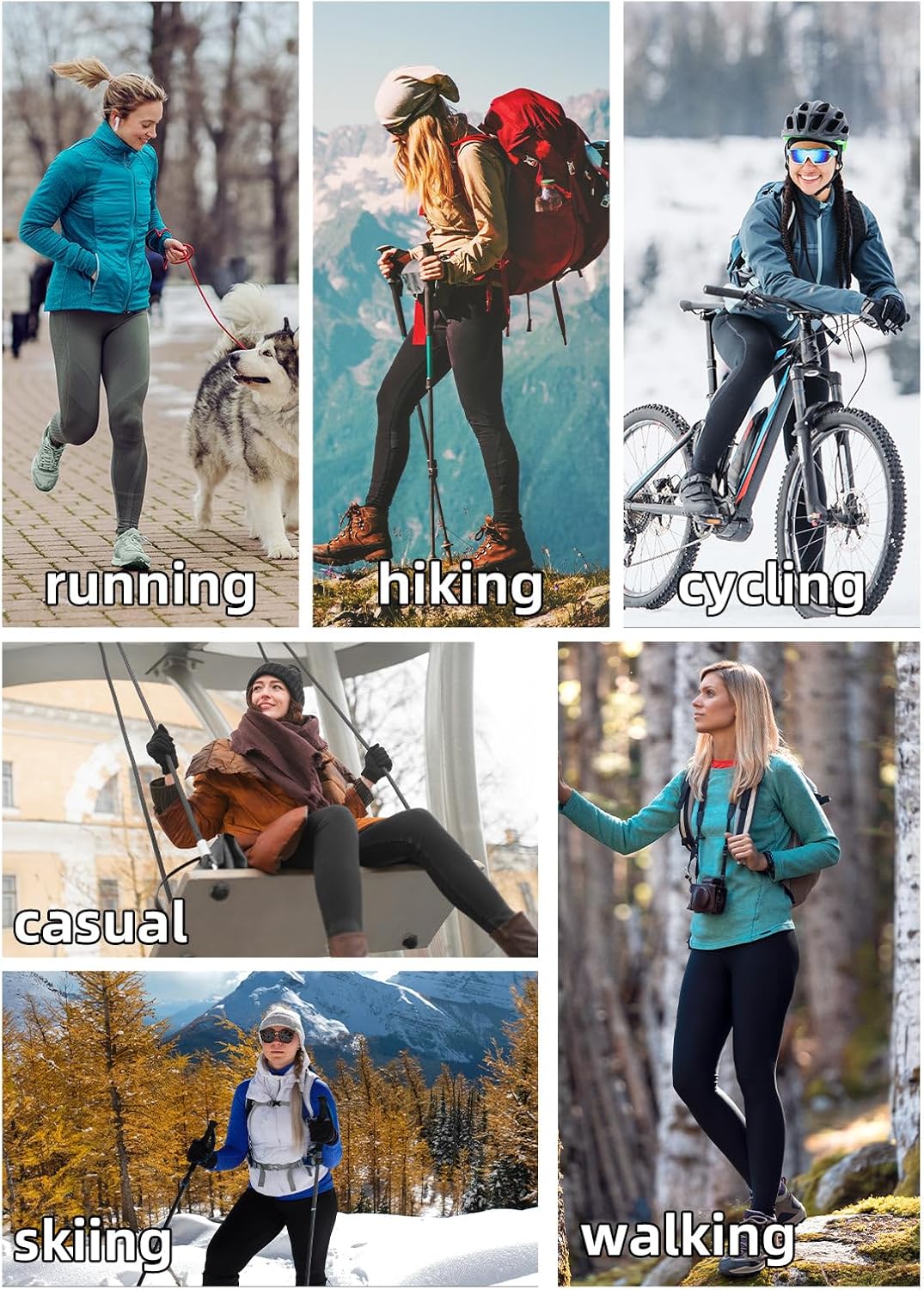 baleaf Thermoleggings Winter Damen Fahrradhose Lang mit Reissverschluss Warm Gefüttert Jogginghose R