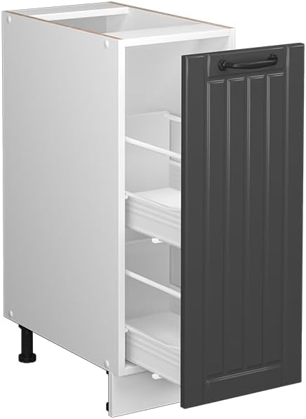 Vicco Apothekerschrank Fame-Line, Anthrazit Landhaus, 30 cm, AP Marmor, zur Kombination mit weiteren