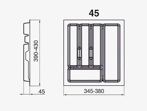 Alusfera Besteckkasten für Schubladen 45cm - Besteckeinsatz - Praktisch Schubladen Ordnungssystem -