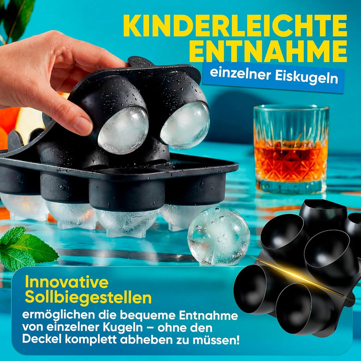 Neighbour's Friend Patentierte Eiskugelform XXL Platinum - Grosse Eiswürfelform rund Platinsilikon f