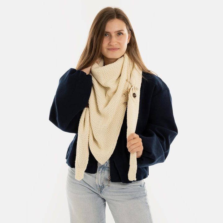 KNIT FACTORY - Dreiecksschal Coco - Damen Strickschal mit Wolle - Umschlagtuch für den Herbst und Wi
