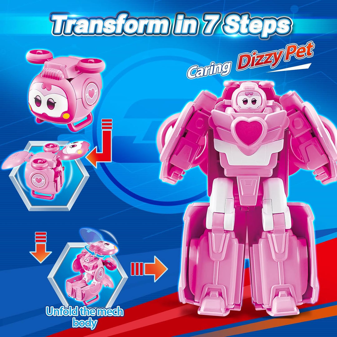 Super Wings Transformations Supercharged Dizzy Pet, ca. 6 cm grosse Spiel-Figur für Kinder, Spielzeu