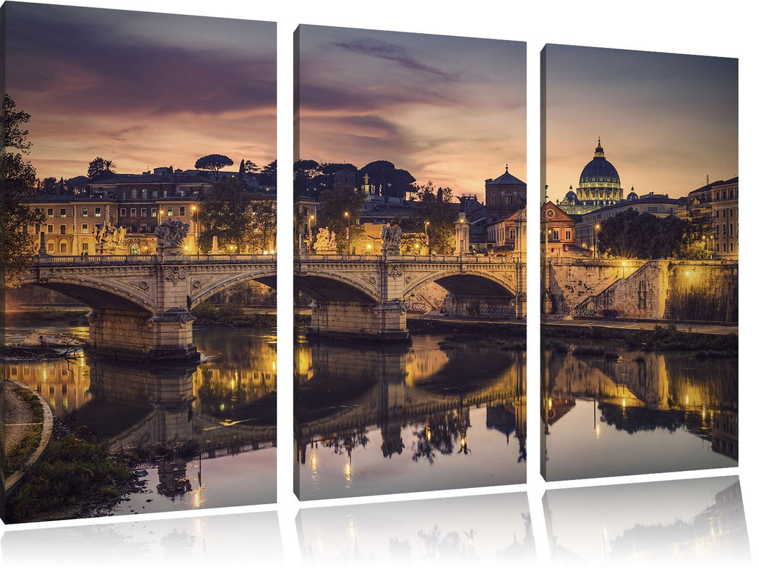 Pixxprint Rom Kathedrale St. Peter als Leinwandbild/Grösse: 3 Teilig (120x80 cm) cm/Wandbild/Kunstdr